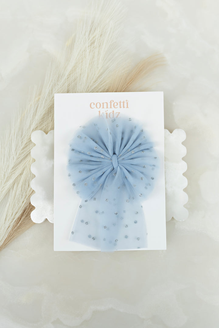 Large Tulle Sailor Bow - Dusty Blue
