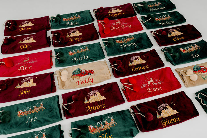 Deluxe Embroidered Santa Sack | Reindeer