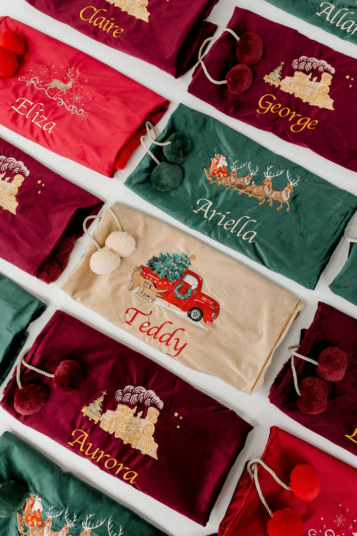 Deluxe Embroidered Santa Sack | Reindeer