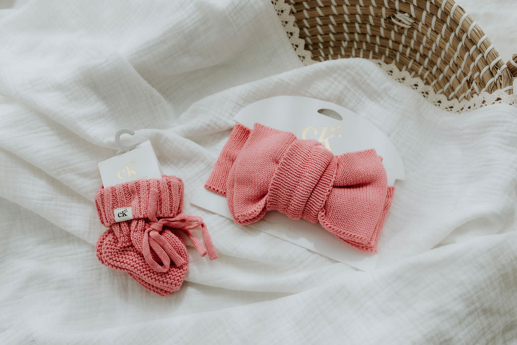 Oversized Knit Top Knot | Rose