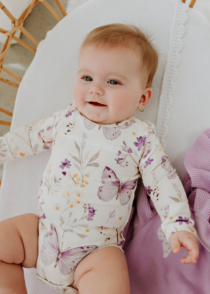 Lilac Butterflies - Long Sleeve Bodysuit
