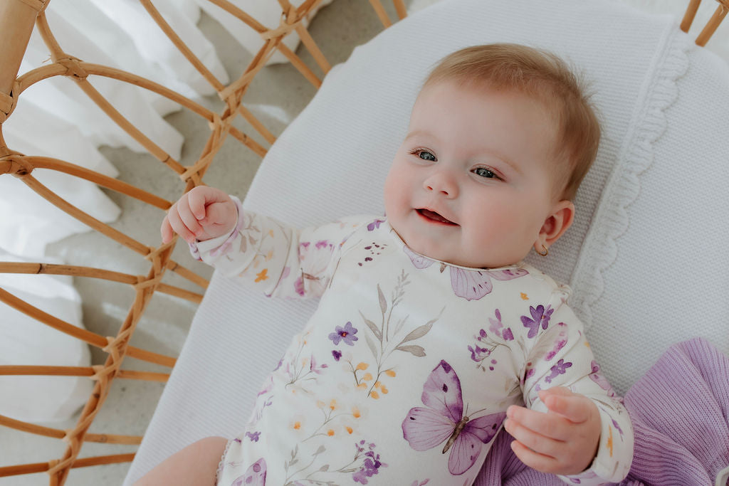 Lilac Butterflies - Long Sleeve Bodysuit