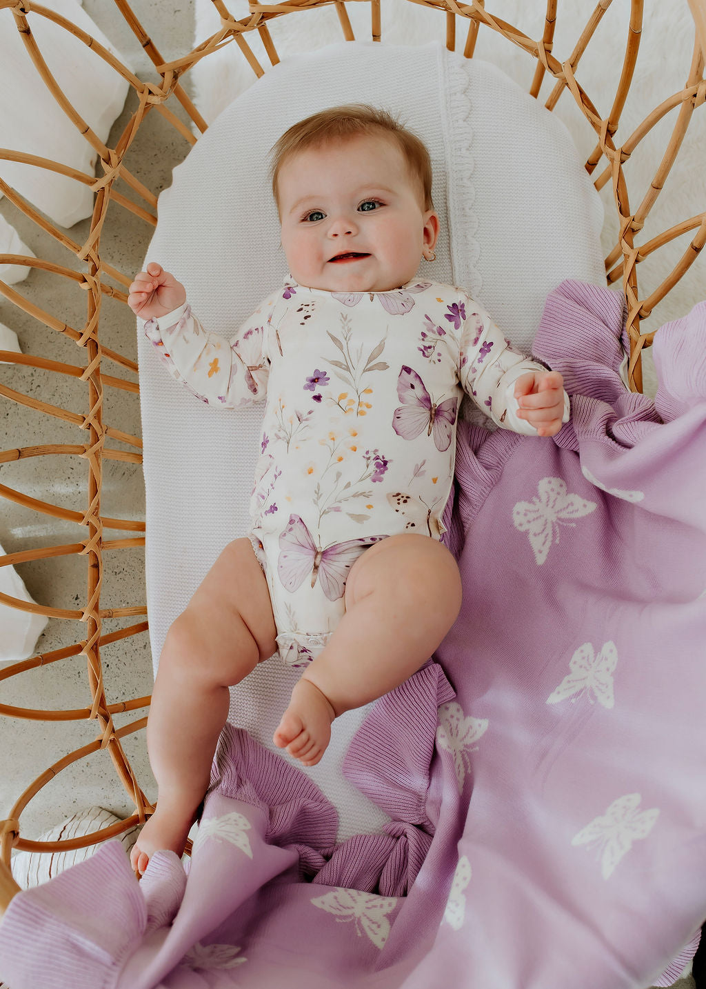 Lilac Butterflies - Long Sleeve Bodysuit