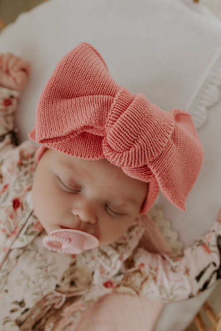 Oversized Knit Top Knot | Rose