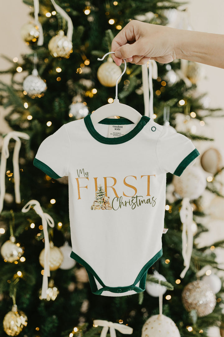 My First Christmas Teddy | Bamboo Bodysuit