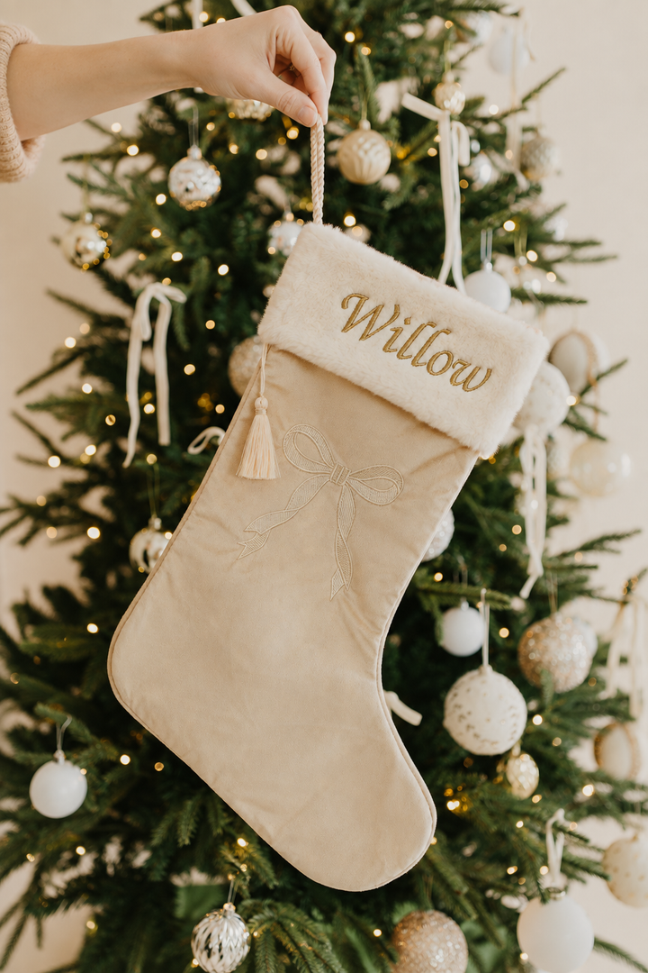 Heirloom Christmas Stocking | Gold Bow