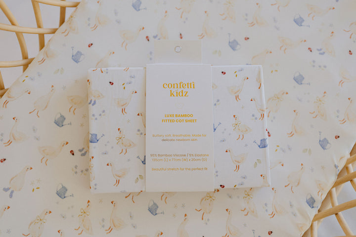 Country Goose | Fitted Bamboo Cot Sheet