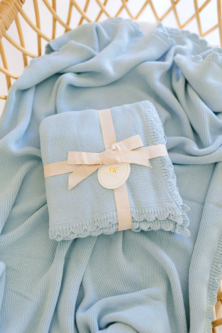 Heritage Knit Blanket | Traditional Blue