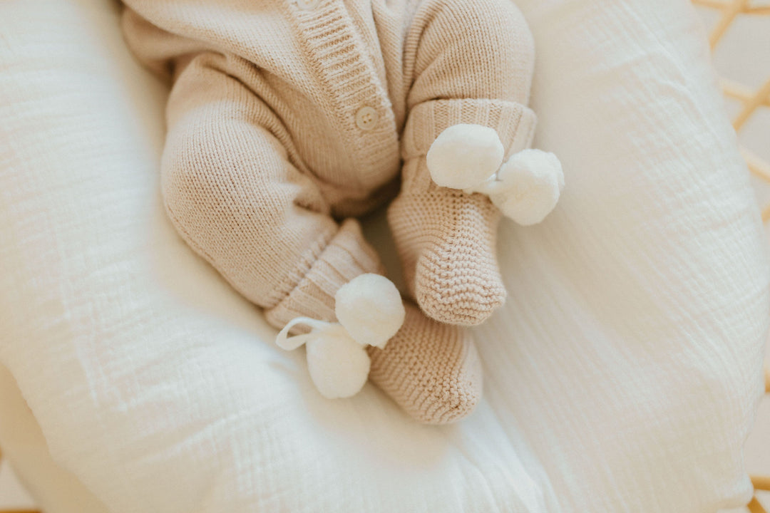 Baby Knit Booties | Biscotti Poms