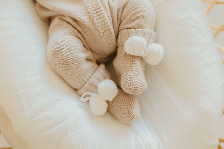 Baby Knit Booties | Biscotti Poms