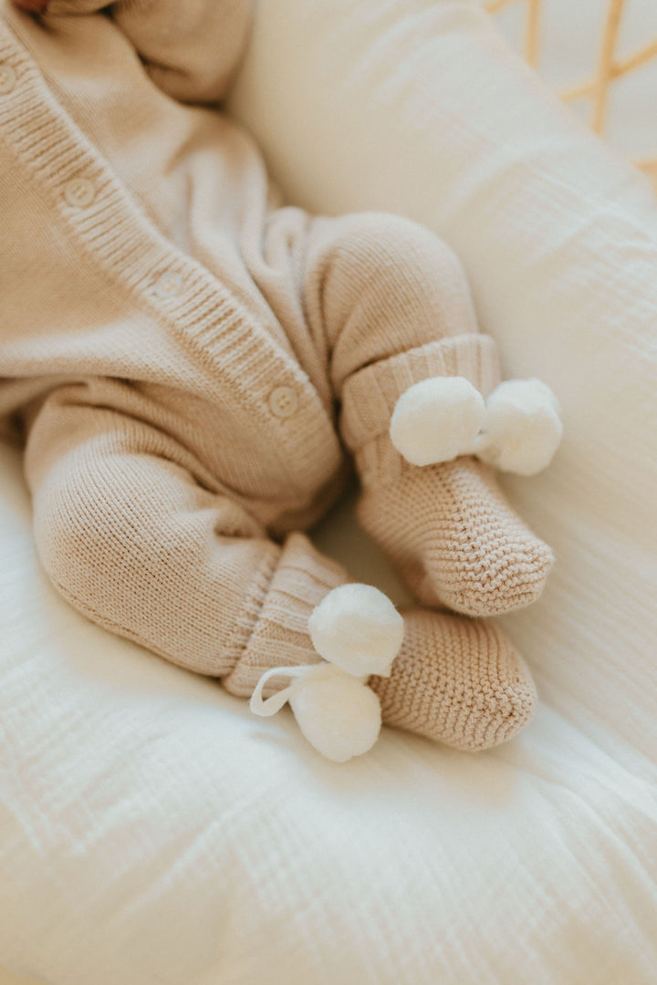 Baby Knit Booties | Biscotti Poms
