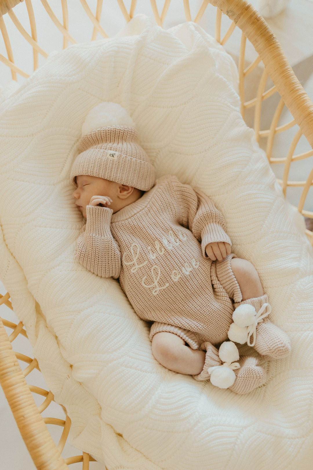 Baby Knit Booties | Biscotti Poms