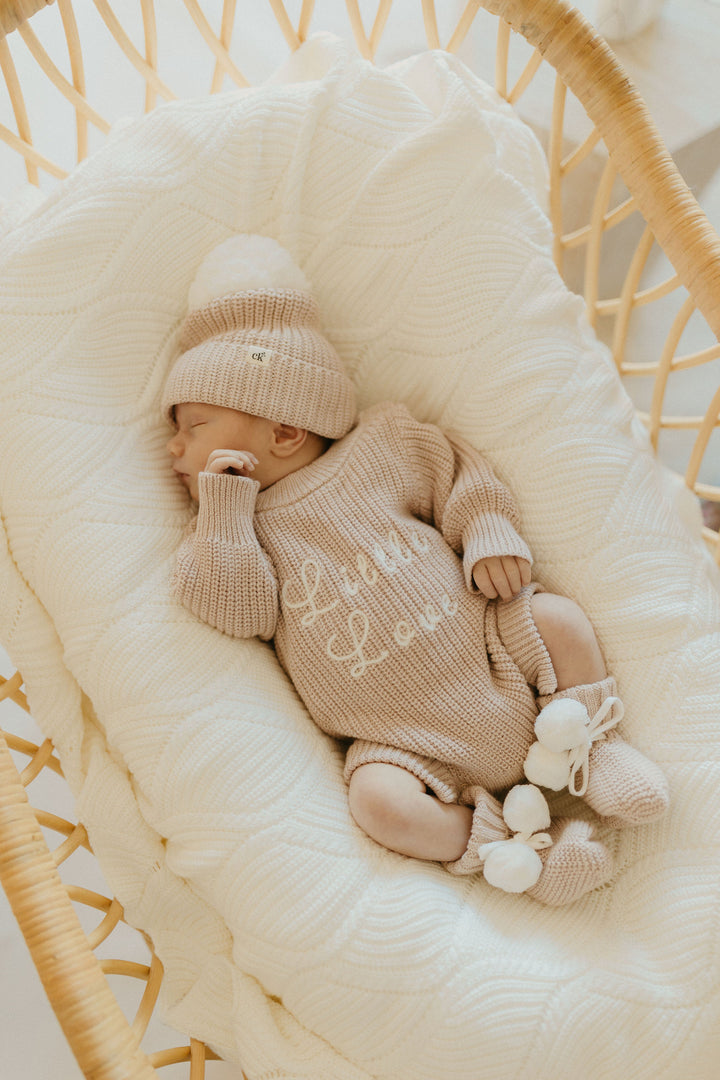 Baby Knit Booties | Biscotti Poms