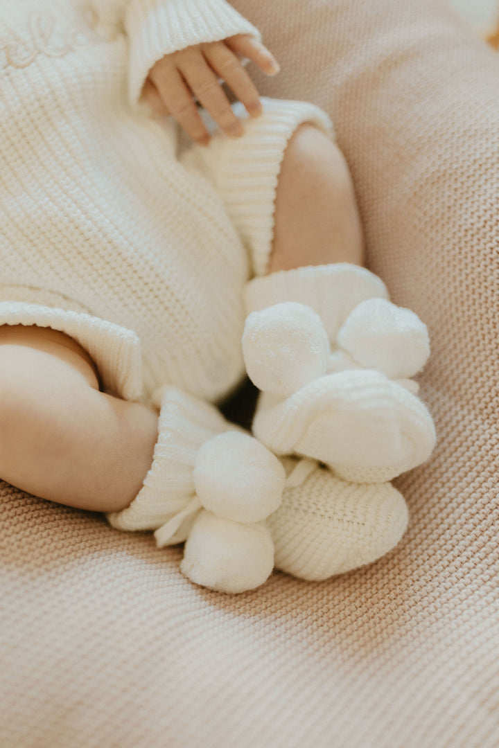 Baby Knit Booties | Milk Poms
