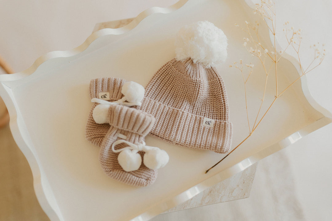Baby Knit Booties | Biscotti Poms