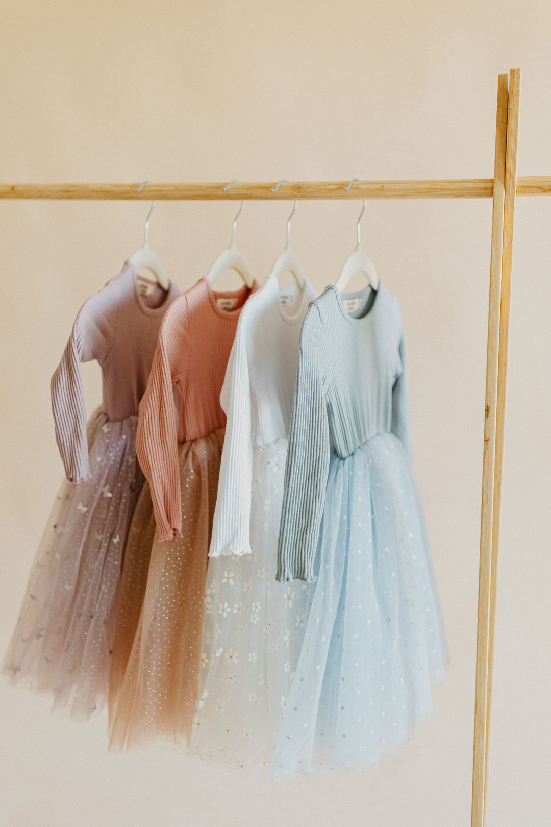 Dusty Pink Sparkles - Long Sleeve Tulle Dress