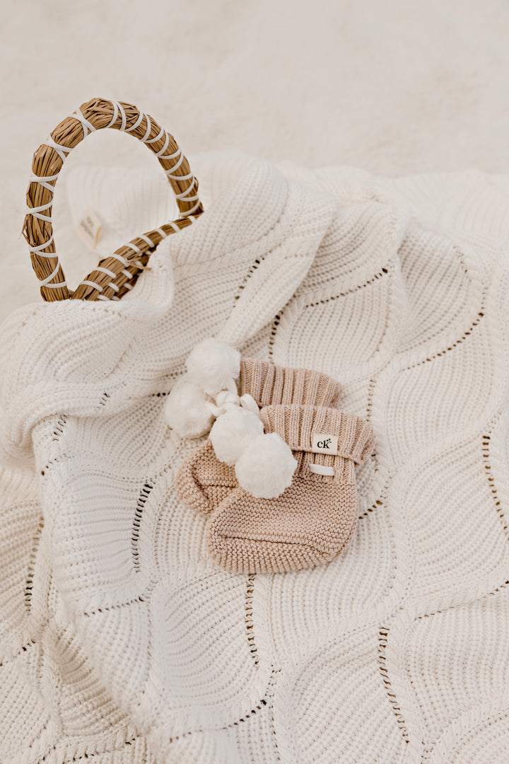 Baby Knit Booties | Biscotti Poms