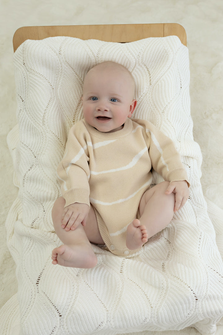 Tide Stripe Knit Romper | Sand