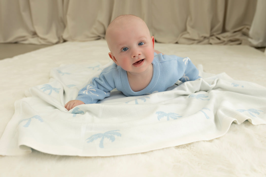 Reversible Knit Blanket | Ocean Palms