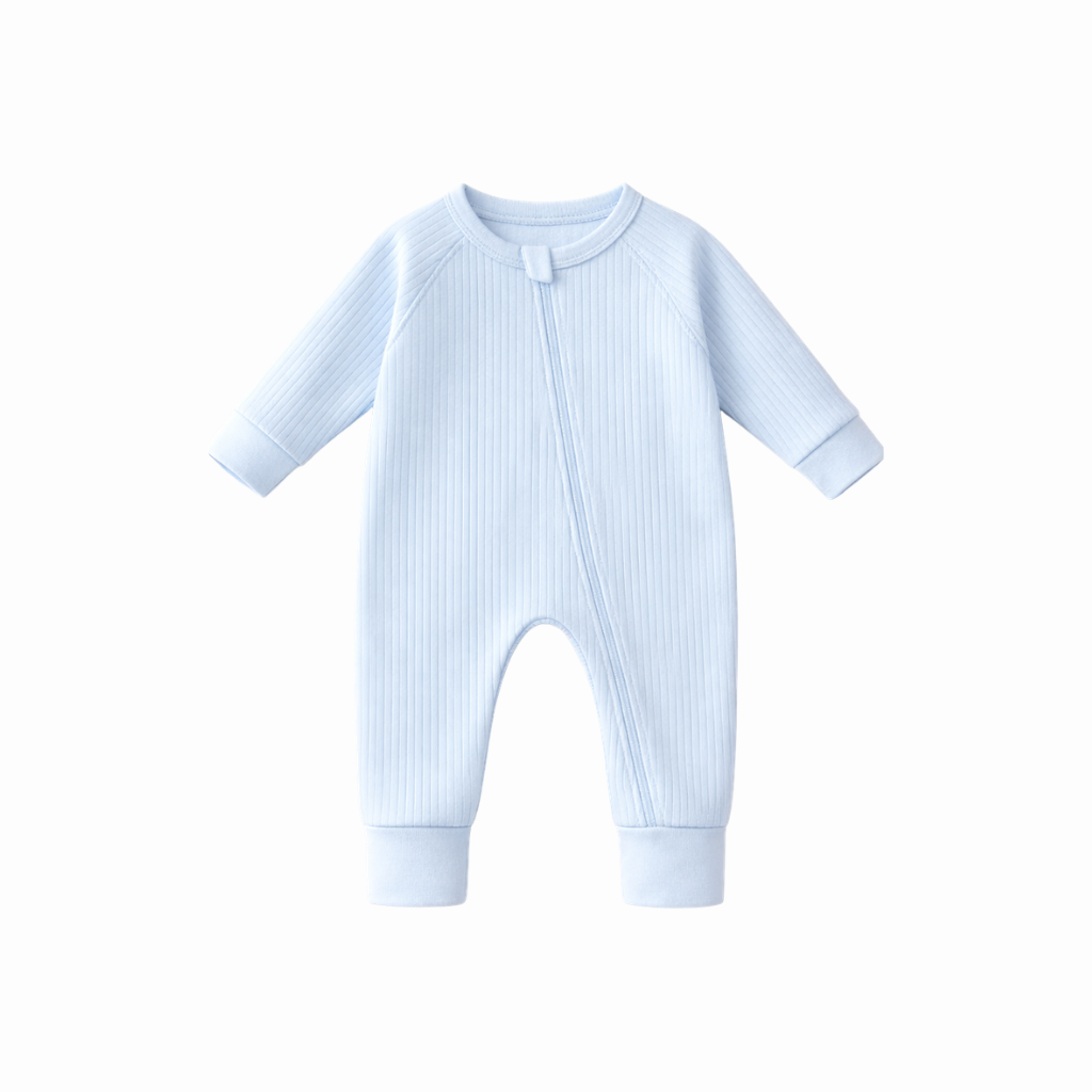 Soft Blue Ribb Zipsuit