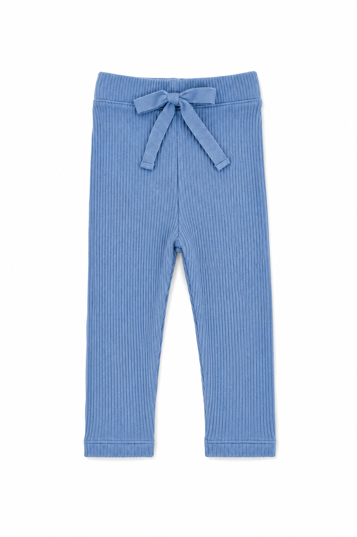 Dusty Blue Ribbed Leggings