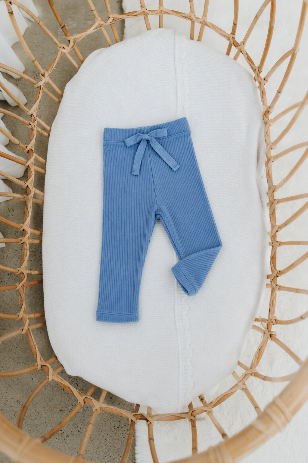 Dusty Blue Ribbed Leggings