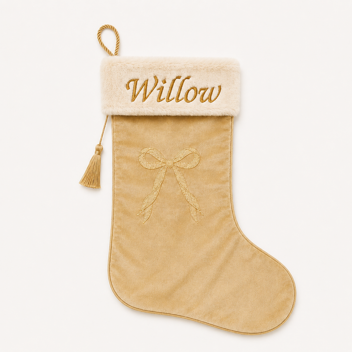 Heirloom Stocking | Gold Bow