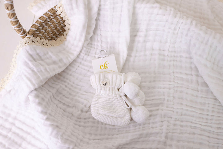 Baby Knit Booties | Milk Poms