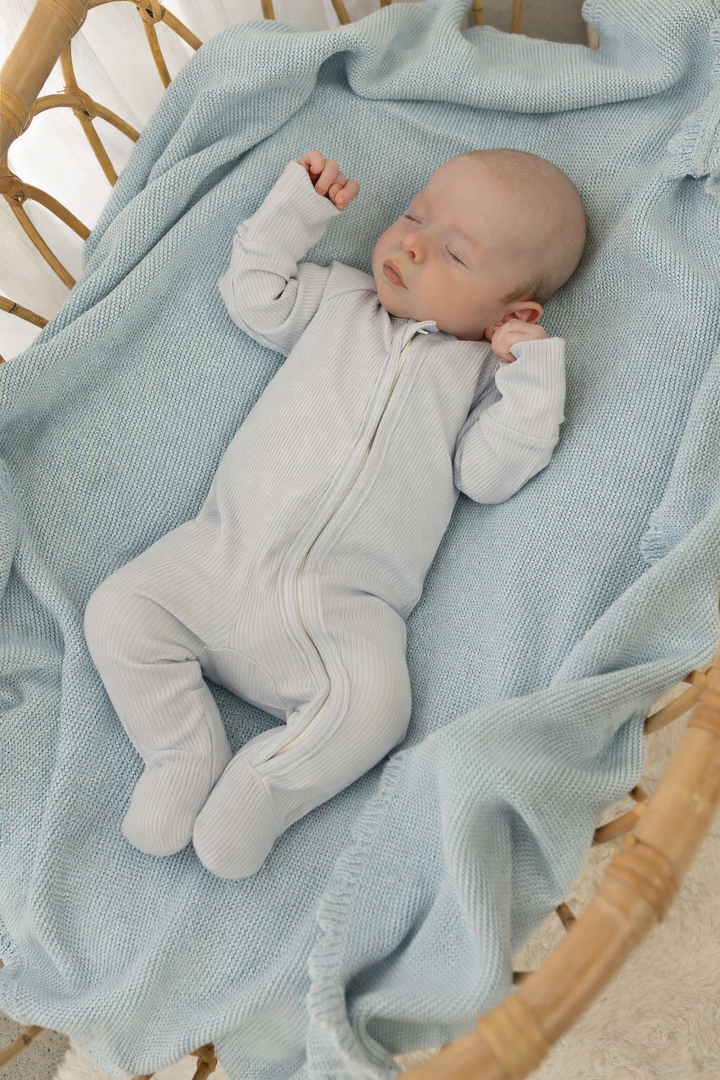 Soft Blue Ribb Zipsuit