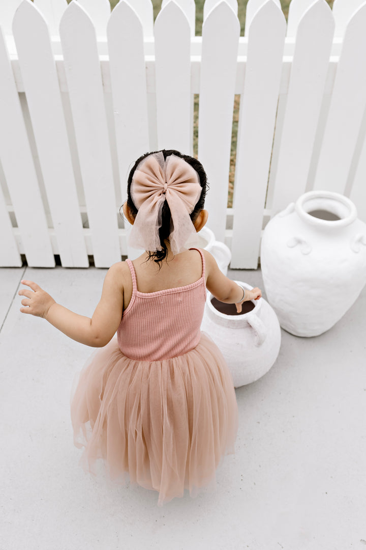 Large Tulle Sailor Bow - Dusty Pink