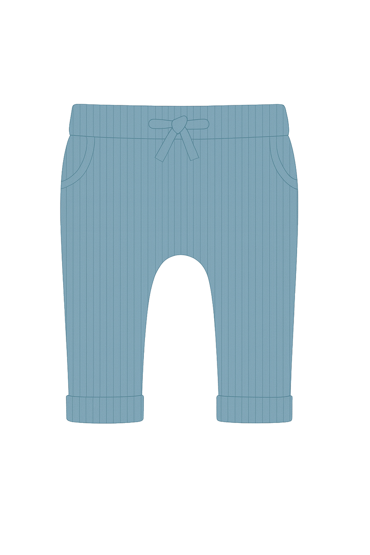 Dusty Blue Ribbed Leggings