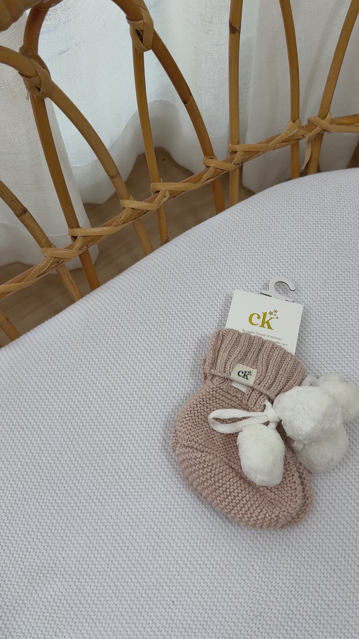 Baby Knit Booties | Biscotti Poms