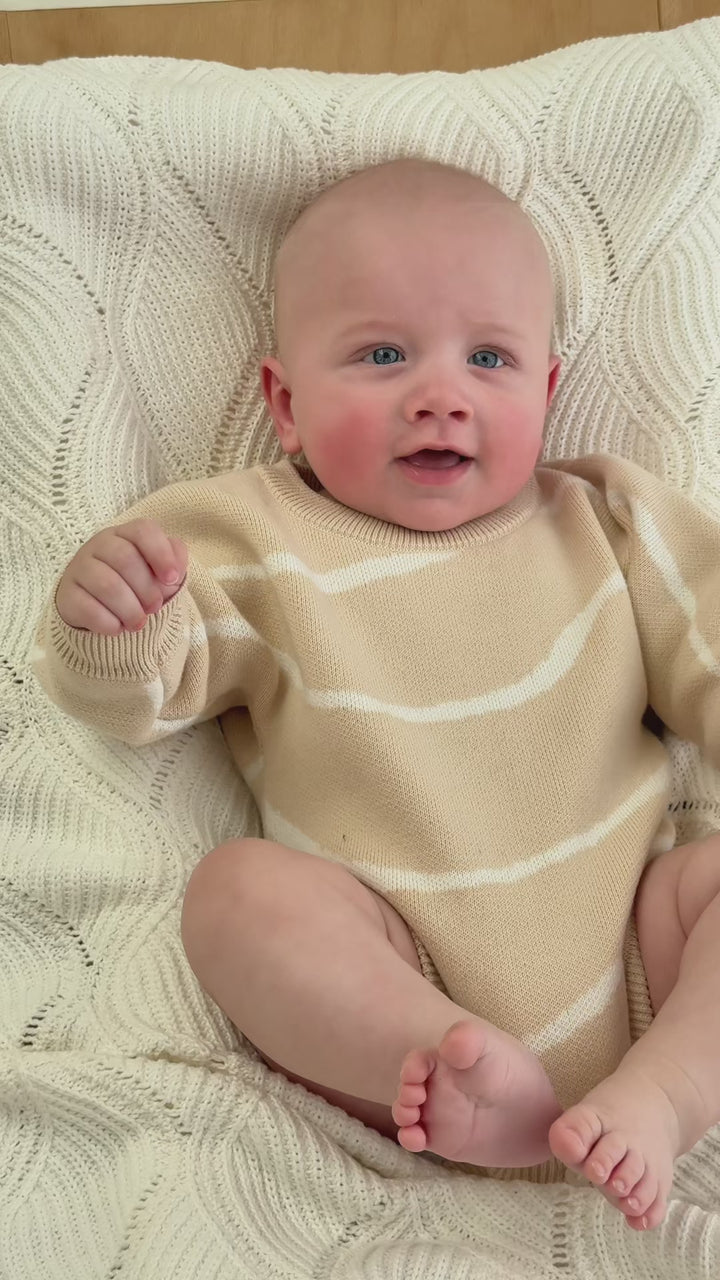 Tide Stripe Knit Romper | Sand